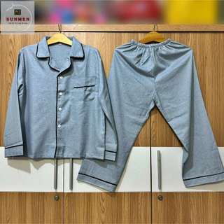   Pyjama XÔ  Đồ bộ pyjama nam trung niên cao cấp mặc nhà chất vải XÔ ĐŨI thoáng mát vải mịn Trơn 