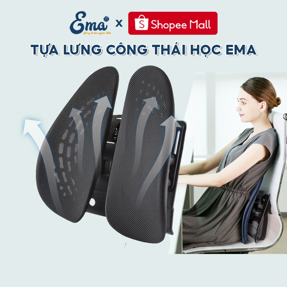 Tựa lưng công thái học EMA cho ghế văn phòng - chất liệu nhựa ABS bọc vải lưới 4D