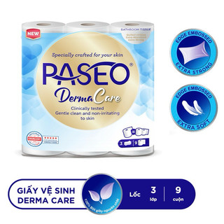 Giấy vệ sinh paseo derma care 9 cuộn 3 lớp
