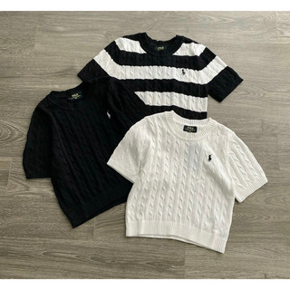 Áo len vặn thừng thêu polo tay ngắn