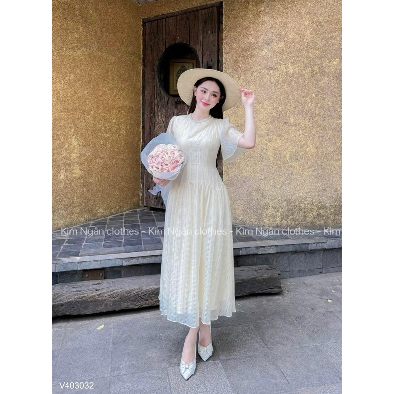 Váy Dự Tiệc Du Lịch Ren Thêu Cổ Ngọc Dáng Dài Xoè Nhẹ Thanh Lịch Trẻ Trung Chuẩn Loại 1 shop AV Desi