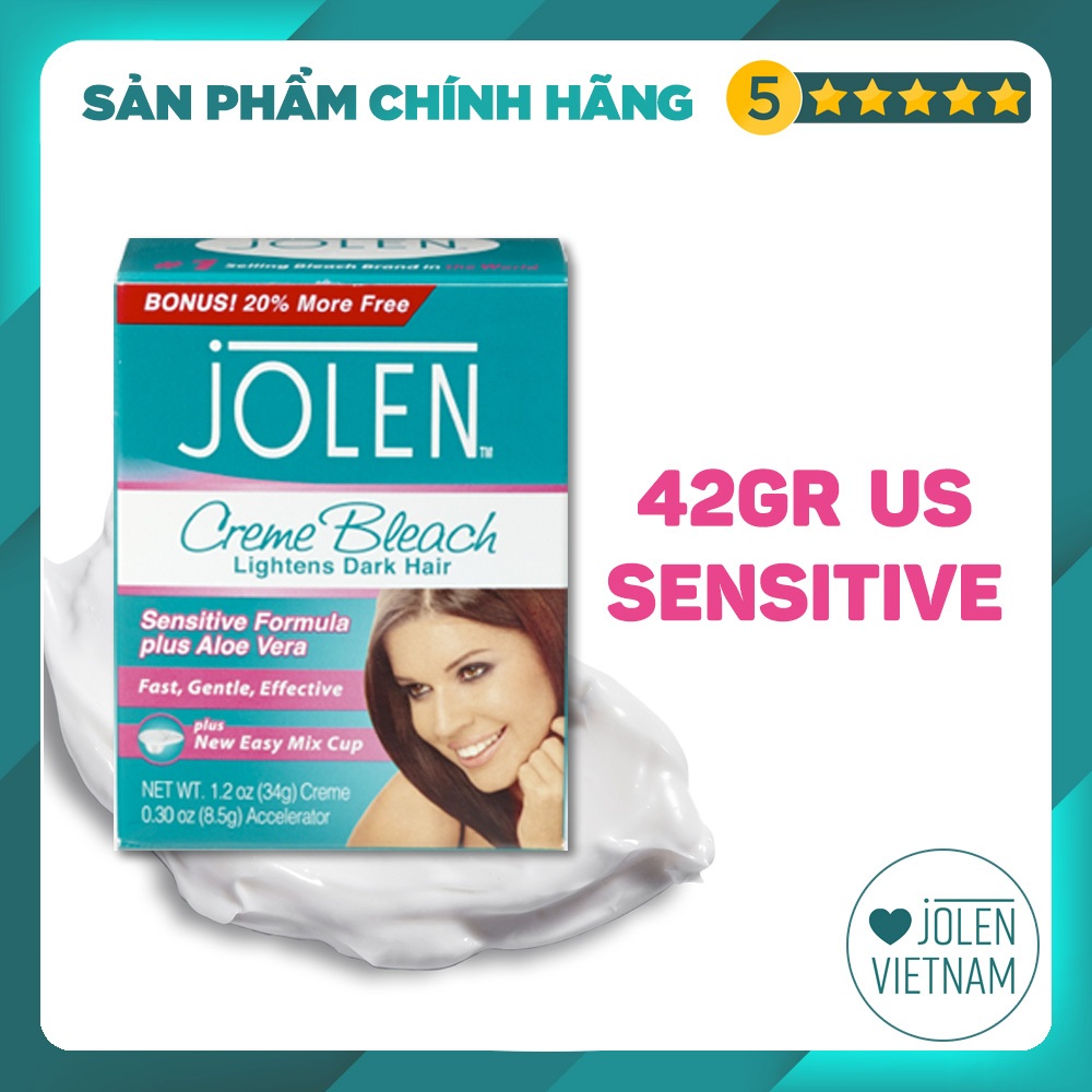 Kem Tẩy Màu Lông Jolen 42gr Sensitive da nhạy cảm Nhập Mỹ, Kem Làm Nhạt Màu Lông, Kem Nhuộm Lông Mày