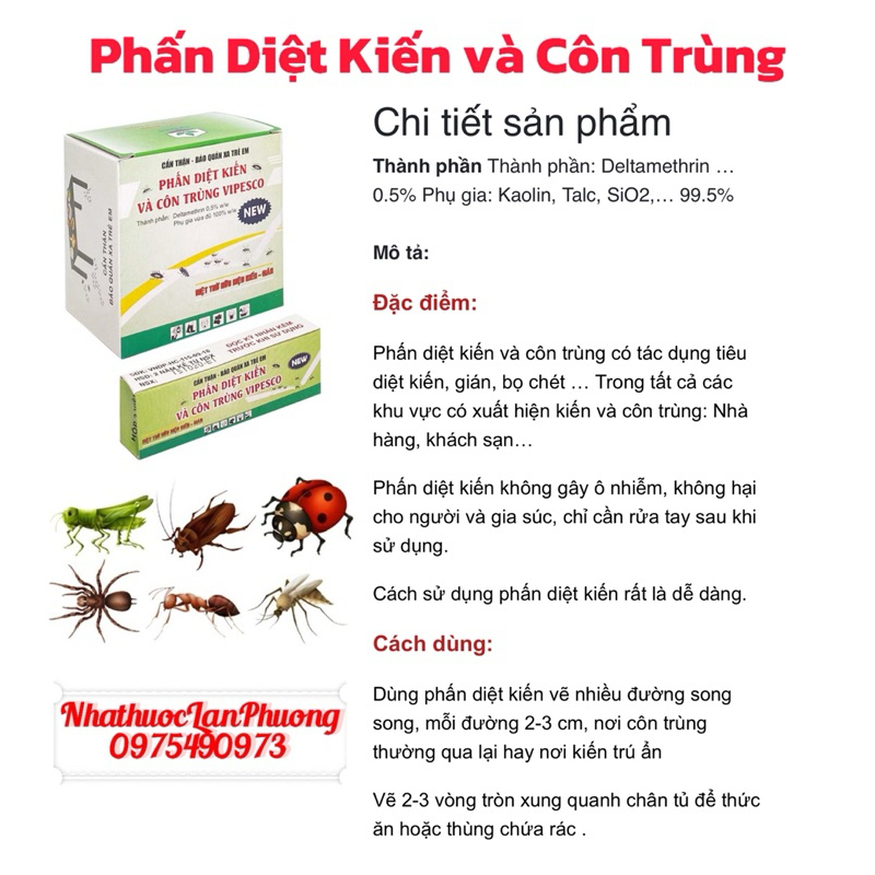 Phấn Kiến và Côn Trùng. Hộp 20 viên.