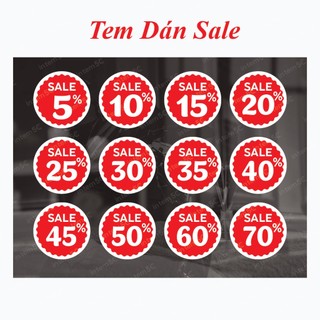 Tem giảm giá, tem sale giảm giá dán nhãn mác bao bì sản phẩm