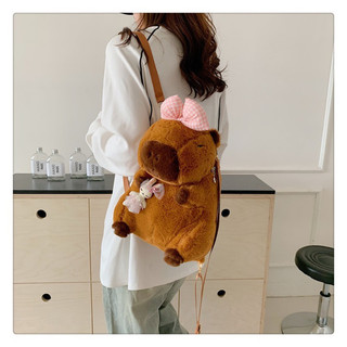 Balo Gấu Bông Capybara, chuột lang đeo nơ