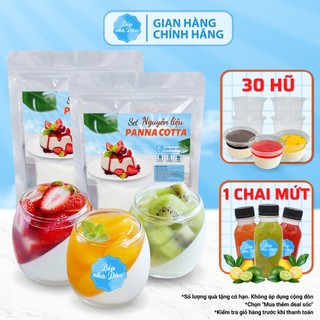 Combo Pana Cotta + 1 chai mứt 120ml + 30 Hũ Bếp Nhà Dâu Nguyên Liệu Làm Panna Cotta Tự Nấu 25-30 Ly
