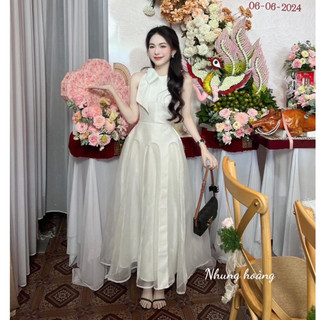Đầm dự tiệc Tafta nơ lệch phối tơ gương, Váy tiểu thư sang chảnh chuẩn hàng thiết kế L1 HC57