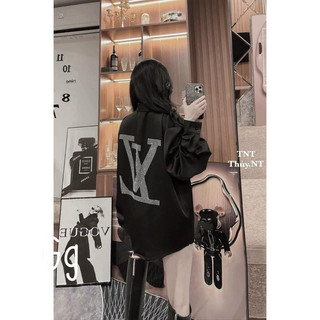 áo sơ mi form rộng ép đá eo vì