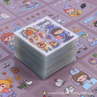 Set 50 tấm sticker dán nhiều mẫu ngẫu nhiên để trang trí, derrco nhiều màu sắc kích thước 6cm x 6cm