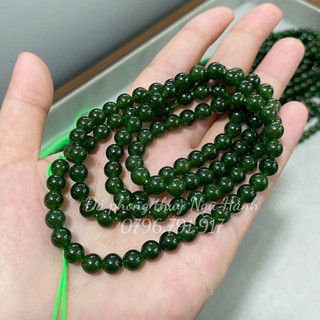Chuỗi vòng quấn ngoc bich xanh đậm size 5-6mm