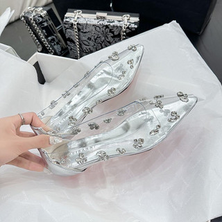 Có sẵn Hàng loại 1 lùi 1 size Giày búp bê đính đá bling bling phong cách Nertro trẻ trung xinh xắn
