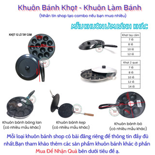 Khuôn đổ bánh khọt chảo bánh căn chống dính có tay cầm 7 - 8 - 10 - 12 lỗ