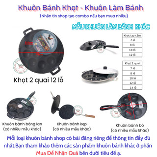Khuôn đổ bánh khọt chảo bánh căn chống dính 2 quai Huỳnh Anh nhiều kích thước