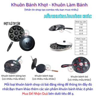 Khuôn đổ bánh khọt chảo bánh căn chống dính 8 lỗ tay cầm Huỳnh Anh