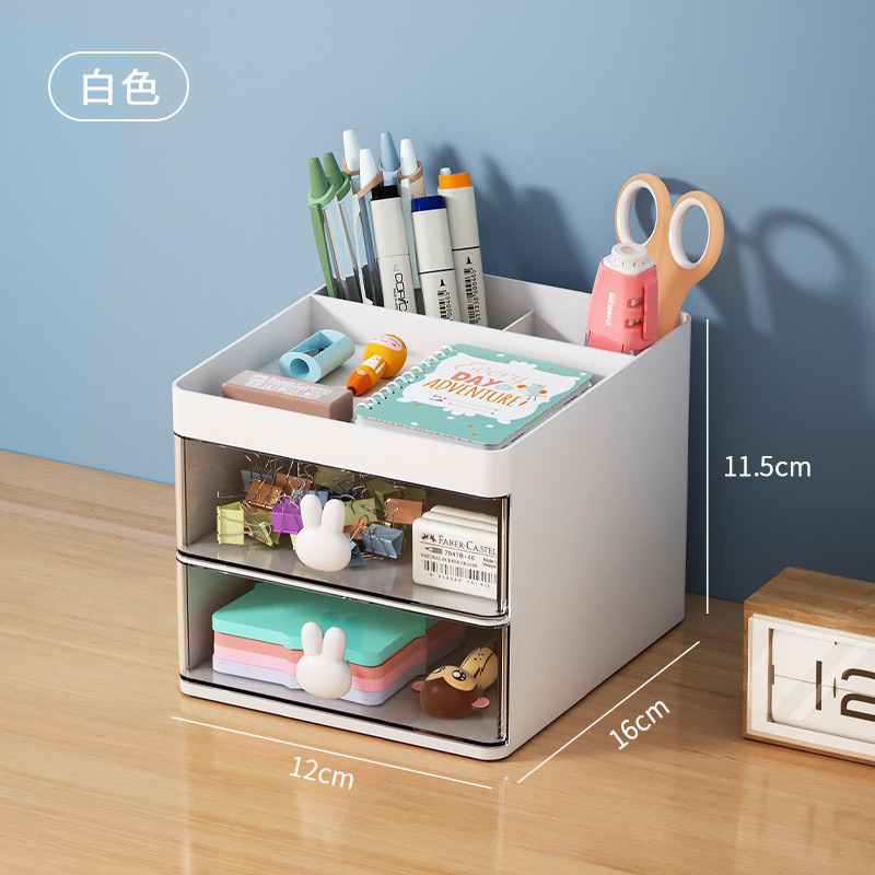 Kệ đựng bút - Tủ 2 tầng decor bàn học đựng phụ kiện Tủ trang trí bàn học nhiều tầng