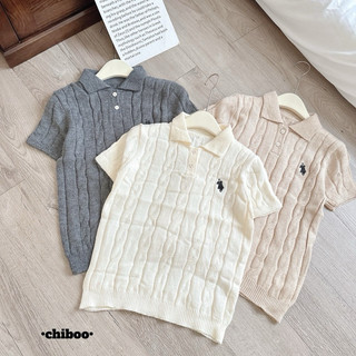 Hyeri- áo polo thêu ngựa chất len thừng
