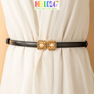 Thắt lưng mặc đầm áo khoác bản da mỏng khóa đính ngọc HELLO247 Đai váy nịt eo áo váy đầm vest sành điệu TLDN13