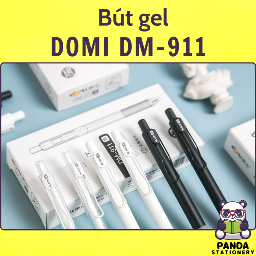 (1pcs) Bút gel bấm DOMI DM-911 ngòi 0,5mm màu xanh/đỏ/đen cho học sinh-sinh viên-nhân viên văn phòng