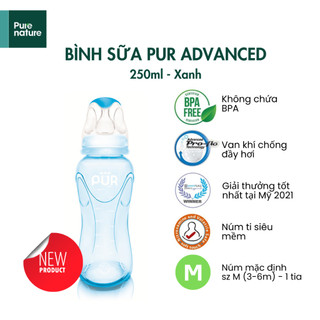 BÌNH PUR ADVANCED CỔ THƯỜNG (tặng kèm núm sz tự chọn) (1800-1801-1802)
