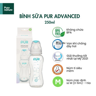 BÌNH PUR ADVANCED CỔ THƯỜNG (tặng kèm núm sz tự chọn) (1800-1801-1802)