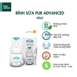 BÌNH PUR ADVANCED CỔ THƯỜNG (tặng kèm núm sz tự chọn) (1800-1801-1802)