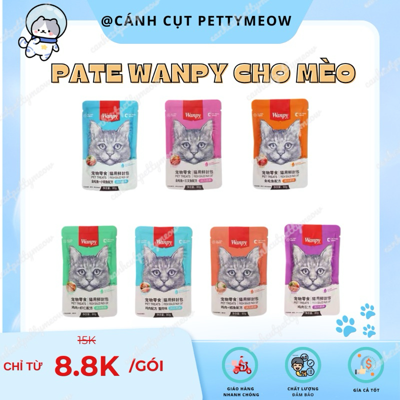 PATE GÓI WANPY CHO MÈO KÉN ĂN - 80 GRAM