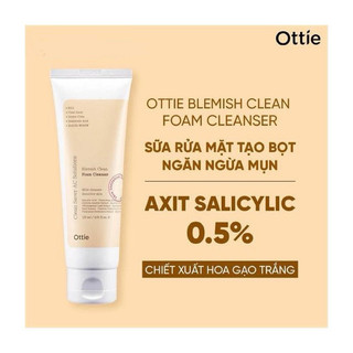 Sữa Rửa Mặt Tạo Bọt Giảm Mụn Ottie Blemish Clean Foam Cleanser 120ml