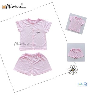 Bộ quần áo cài giữa tay ngắn in hình cho bé sơ sinh, vải sợi tre thương hiệu Mintuu First Choice - 5661