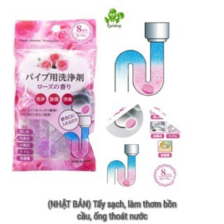 (Nội địa Nhật) Viên tẩy rửa, khử mùi, sát khuẩn bồn cầu, đường ống thoát nước hương hoa hồng_thương hiệu Fudo Kagaku