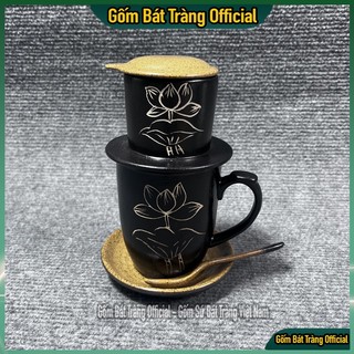 Bộ phin pha cà phê cốc trà kèm thìa, tách uống cafe gốm sứ bát tràng cao cấp