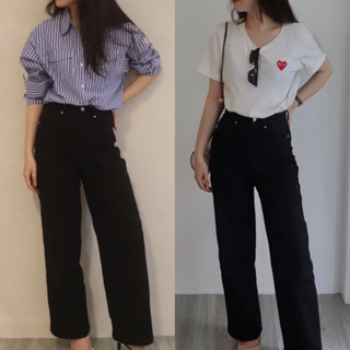 [HÀNG CÓ SẴN] Quần kaki đen Black Jeans form đứng thoải mái chất xịn