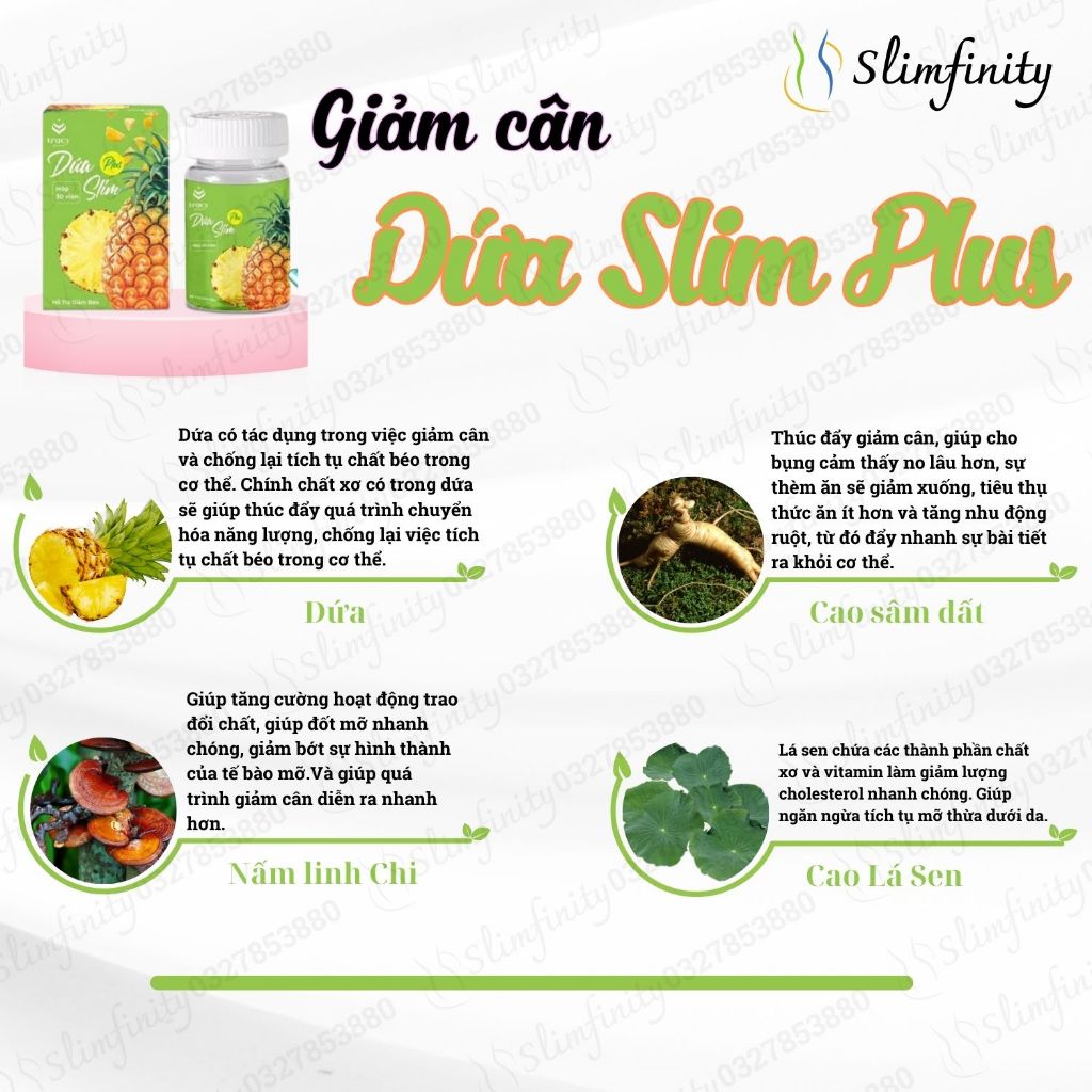Giảm Cân Dứa Slim Plus Giảm Cân, Giảm Mỡ An Toàn Hiệu Quả
