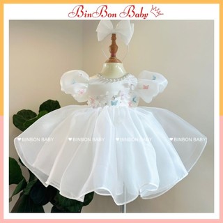 Váy công chúa cho bé gái BINBON BABY, đầm công chúa cánh én tay bồng cho bé