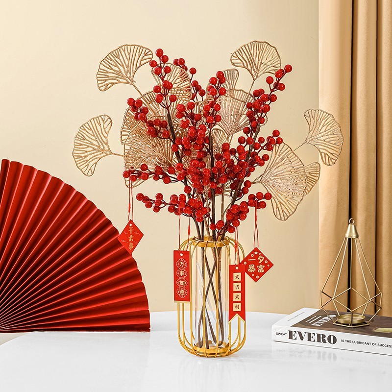 Combo Bình Và Hoa Đào đông Lá Quạt Joful home trang trí Tết May mắn Tài lộc trang trí showroom phòng