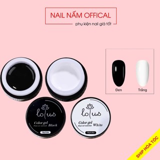 Gel vẽ nail màu đen trắng Lotus đặc mướt  hũ to 10g