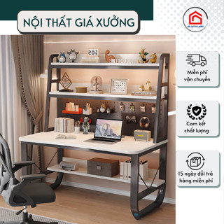 Bàn làm việc văn phòng có kệ sách, bàn kệ sách BKT120 , bàn học , để máy vi tính - Nội Thất Giá Xưởng