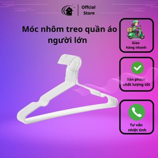 Combo 9 móc nhôm treo quần áo người lớn - chất liệu nhôm tốt bền đẹp, thiết kế tiện lợi