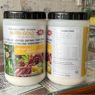 Nutri-Gold 12-3-43 + TE (hộp 500gr) - lớn trái, đẹp màu, chống sượng cơm, chặn đọt, tạo mầm