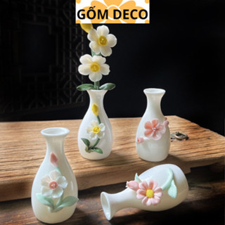 Bình gốm hoa mini, bình hoa gốm sứ, đồ trang trỉ thủ công, trang trí nhà cửa, bàn học, bàn làm việc