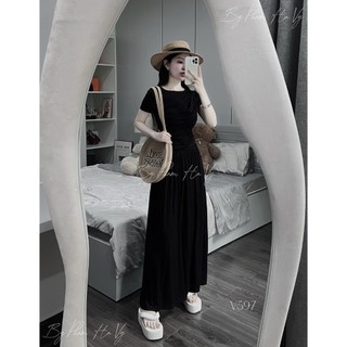Đầm váy body dáng xòe dài nhẹ nhàng đơn giản mặc sang,tôn dáng