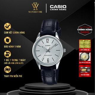 Đồng hồ nữ casio ltp-v005l-7budf mặt kính khoáng màu trắng 28.2mm chống nước dây da chính hãng casio