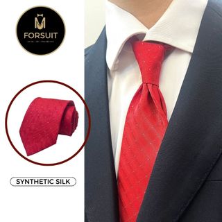 Cà Vạt Nam Màu Đỏ Tươi Bản To 8cm Họa Tiết Kẻ Nhỏ Cho Tiệc Đám Cưới, Quà Tặng Bố Cô Dâu Chú Rể
