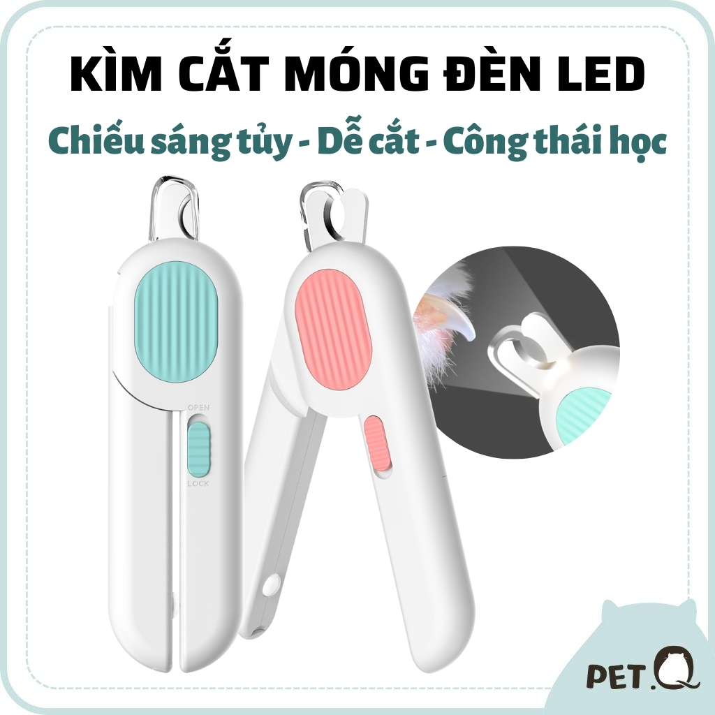 Kìm cắt móng chó mèo có đèn LED Petgravity, Đèn chiếu tủy, Nắp đậy chống văng, Cắt nhanh dễ dàng, An toàn cho thú cưng