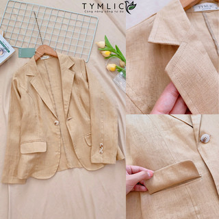 Áo vest blazer linen tưng bố premium thời trang màu nâu tymlic