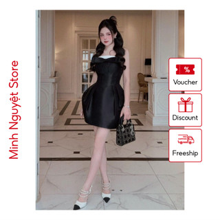 Đầm Cup Ngực Đính Nơ Bánh Bèo Sang Chảnh, Đầm Dự Tiệc Công Chúa Dáng Bồng Dễ Thương