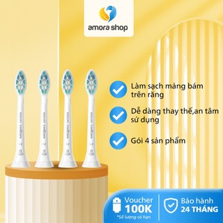 Combo 4 đầu bàn chải c2 philips sonicare hx9024/67, đầu bàn chải làm sạch sâu, màu trắng