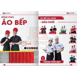 Áo Đầu Bếp Trưởng Nam Nữ Màu Đen,Trắng, Đỏ Tay Ngắn Giá Gốc