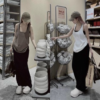 Set Đầm sát nách phối áo thun ba lổ năng Động - thun gân lạnh L711