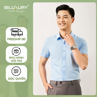 Áo Sơ Mi Ngắn Tay 8SMCB001 Vải Polyspun Chống Nhăn, Kháng Khuẩn, Chống Tia UV Biluxury