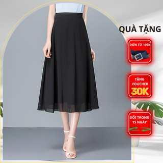 Chân váy xòe vải von 2 lớp oxatyl cv28 dài qua gối 70cm